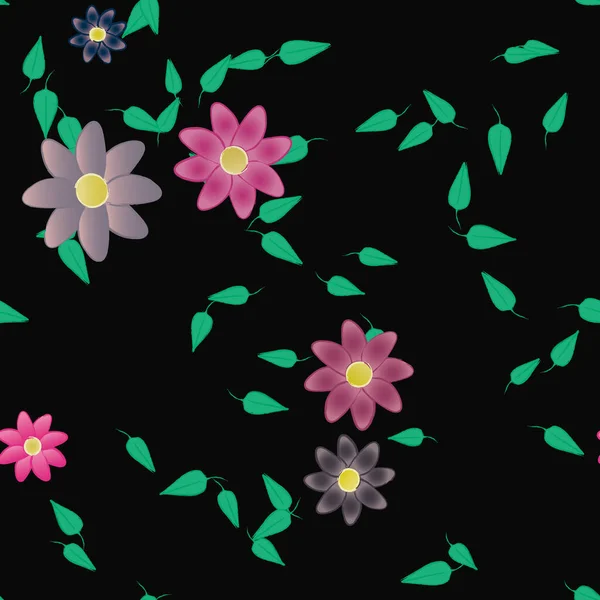 Vektor Illusztráció Virágok Virágos Levelek Digitális Tapéta Egyszerű Háttér — Stock Vector