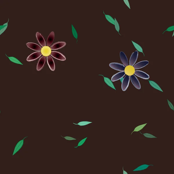 Illustration Vectorielle Fleurs Fleurs Feuilles Papier Peint Numérique Sur Fond — Image vectorielle