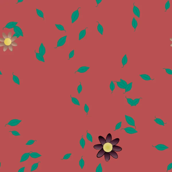 Векторна Ілюстрація Плаваючих Квітів Цвітіння Листі Цифрові Шпалери Звичайному Фоні — стоковий вектор