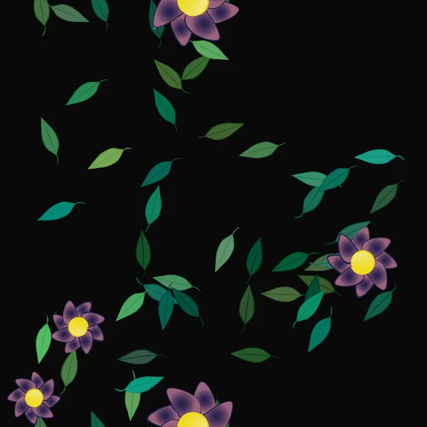 Flor Abstracta Follaje Flores Florecen Fondo Pantalla Vector Ilustración — Vector de stock