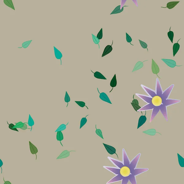 Vektor Illustration Flytande Blommor Blom Och Blad Digital Tapet Slät — Stock vektor