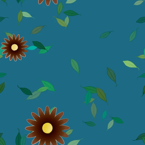 Vektorové Ilustrace Plovoucích Květin Květu Listí Digitální Tapety Prostém Pozadí — Stockový vektor