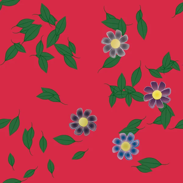 ภาพเวกเตอร ของดอกไม ในดอกไม และใบ วอลล เปเปอร ตอลบนพ นหล งธรรมดา — ภาพเวกเตอร์สต็อก