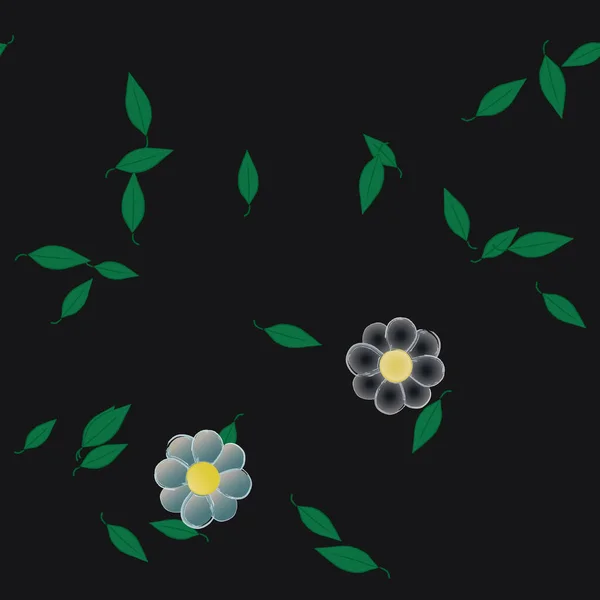 Ilustración Vectorial Flores Flor Hojas Fondo Pantalla Digital Sobre Fondo — Archivo Imágenes Vectoriales