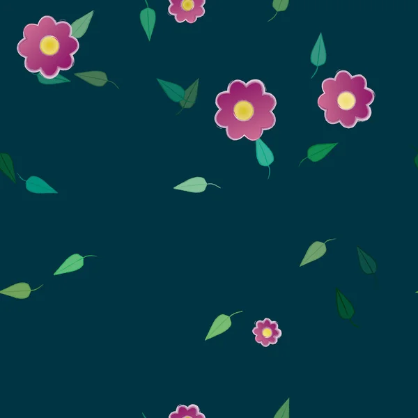 Follaje Flores Flores Florecen Fondo Pantalla Vector Ilustración — Vector de stock