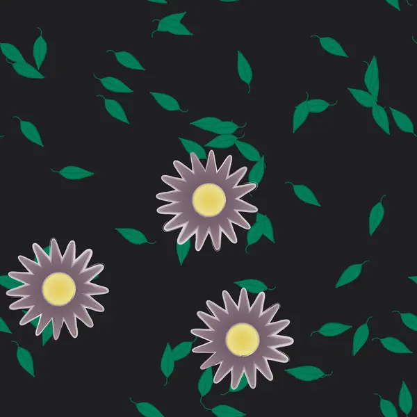 Vector Illustratie Van Bloemen Bladeren Digitaal Behang Effen Achtergrond — Stockvector