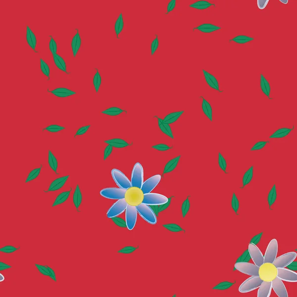 Ilustração Vetorial Flores Flor Folhas Papel Parede Digital Sobre Fundo — Vetor de Stock