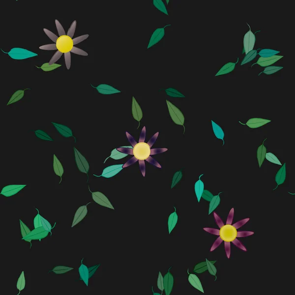 Illustration Vectorielle Fleurs Flottantes Fleurs Feuilles Papier Peint Numérique Sur — Image vectorielle