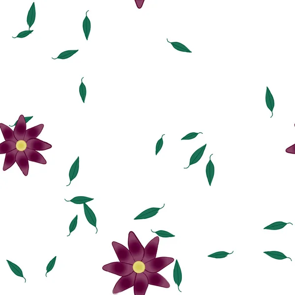 Vektorové Ilustrace Plovoucích Květin Květu Listí Digitální Tapety Prostém Pozadí — Stockový vektor