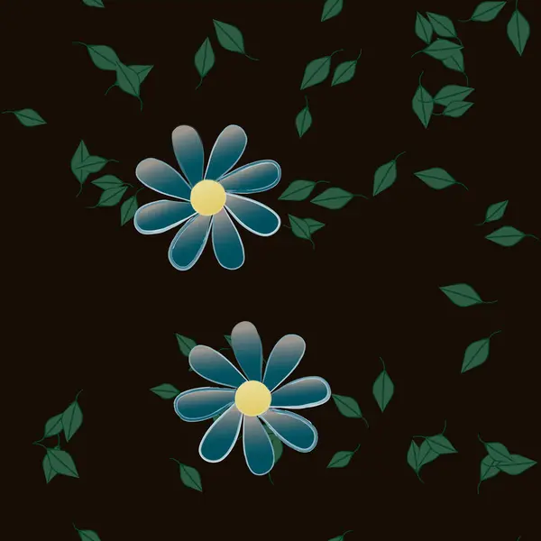 Ilustração Vetorial Flores Folhas Papel Parede Digital Sobre Fundo Liso — Vetor de Stock