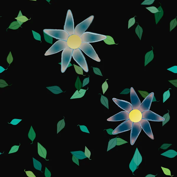 Ilustración Vectorial Flores Flor Hojas Fondo Pantalla Digital Sobre Fondo — Vector de stock