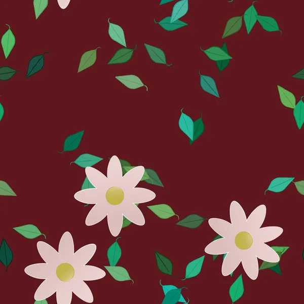 Ilustración Vectorial Flores Hojas Fondo Pantalla Digital Sobre Fondo Liso — Vector de stock