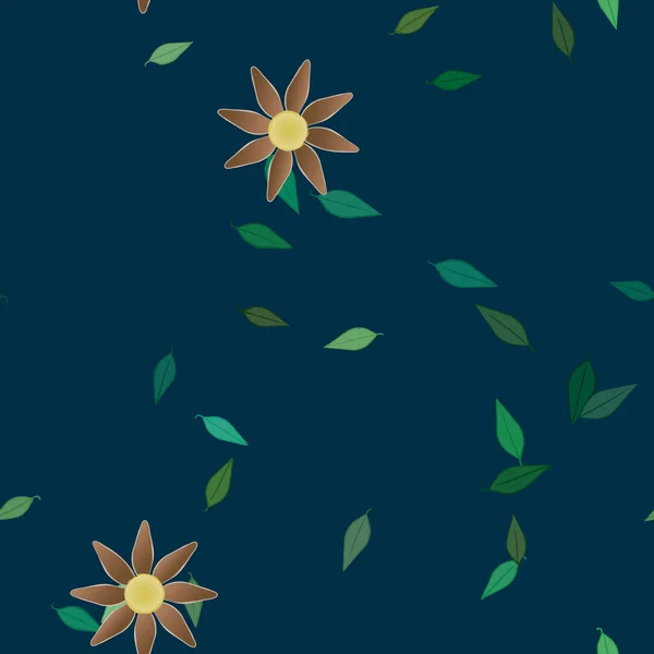 Ilustración Vectorial Flores Hojas Fondo Pantalla Digital Sobre Fondo Liso — Vector de stock