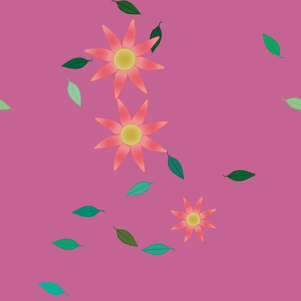 花や葉のベクトルイラスト 無地の背景のデジタル壁紙 — ストックベクタ