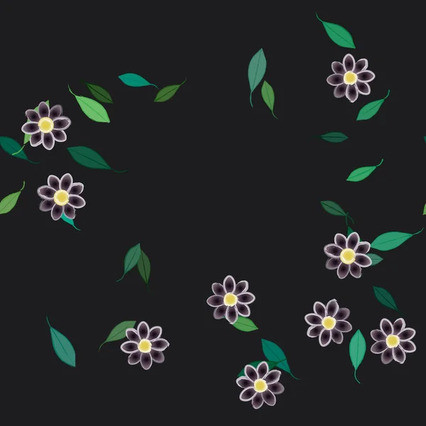 Ilustração Vetorial Flores Flor Folhas Papel Parede Digital Sobre Fundo — Vetor de Stock