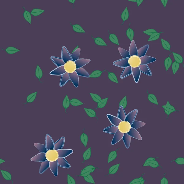 Ilustración Vectorial Flores Flotantes Flor Hojas Fondo Pantalla Digital Sobre — Vector de stock