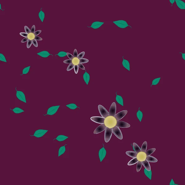 Ilustración Vectorial Flores Flotantes Flor Hojas Fondo Pantalla Digital Sobre — Vector de stock