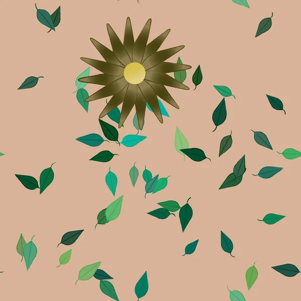 Follaje Flores Flores Florecen Fondo Pantalla Vector Ilustración — Archivo Imágenes Vectoriales