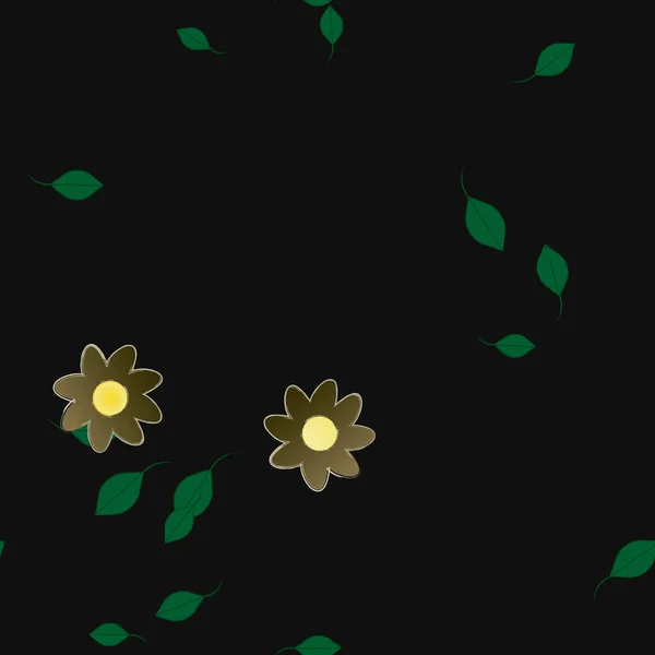 Векторна Ілюстрація Плаваючих Квітів Цвітіння Листі Цифрові Шпалери Звичайному Фоні — стоковий вектор