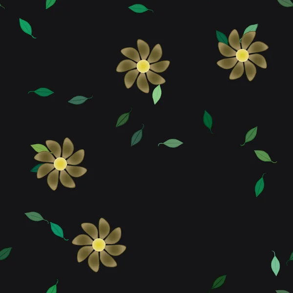 Διάνυσμα Εικονογράφηση Των Πλωτών Λουλουδιών Άνθιση Και Φύλλα Ψηφιακή Ταπετσαρία — Διανυσματικό Αρχείο