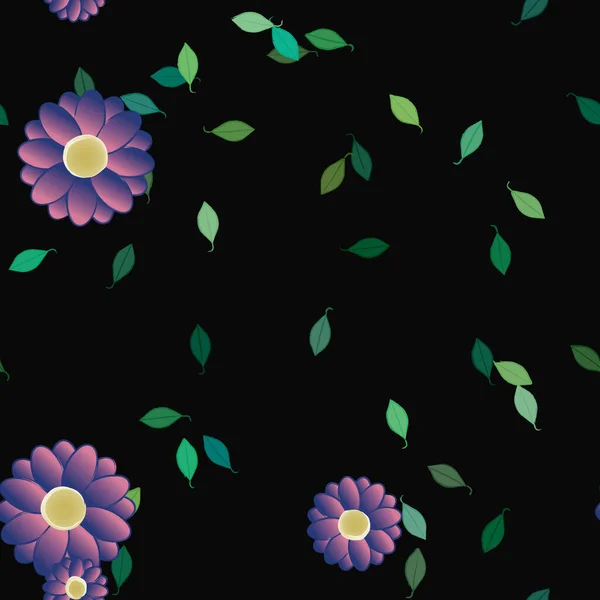 Ilustración Vectorial Flores Hojas Fondo Pantalla Digital Sobre Fondo Liso — Vector de stock