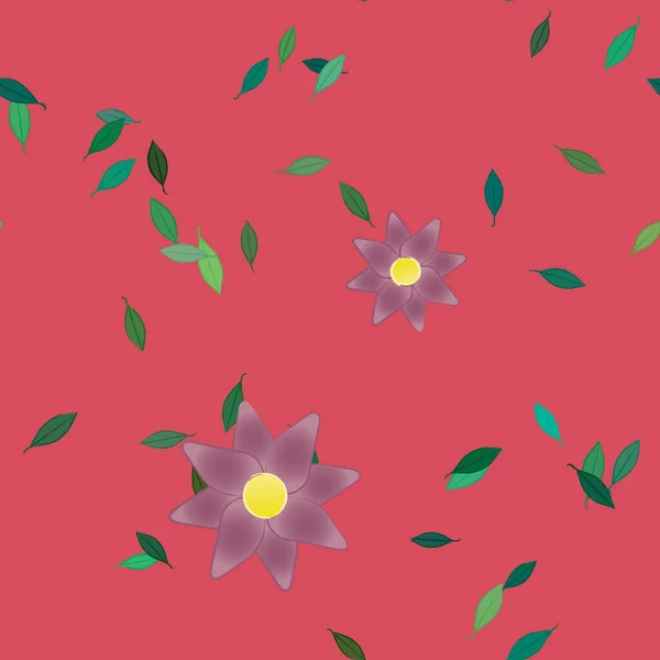 Ilustração Vetorial Flores Folhas Papel Parede Digital Sobre Fundo Liso — Vetor de Stock