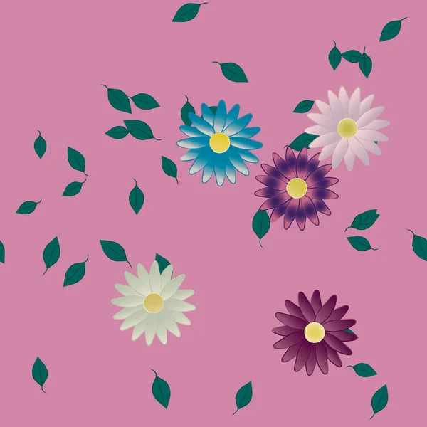 Blomma Blad Blommor Blomma Tapet Vektor Illustration — Stock vektor