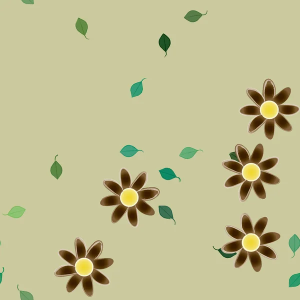 Flor Abstracta Follaje Flores Florecen Fondo Pantalla Vector Ilustración — Vector de stock