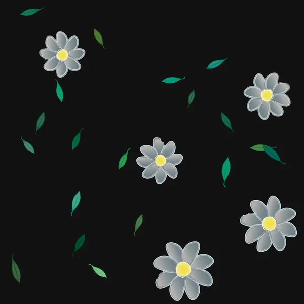 Illustration Vectorielle Fleurs Flottantes Fleurs Feuilles Papier Peint Numérique Sur — Image vectorielle