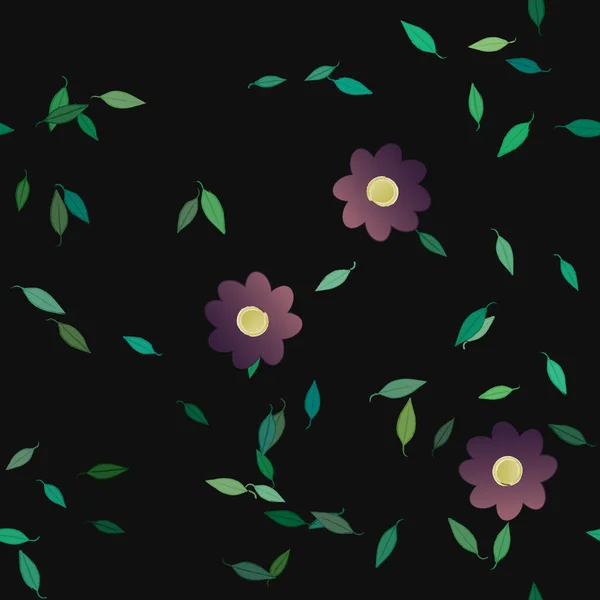 Ilustración Vectorial Flores Flotantes Flor Hojas Fondo Pantalla Digital Sobre — Vector de stock