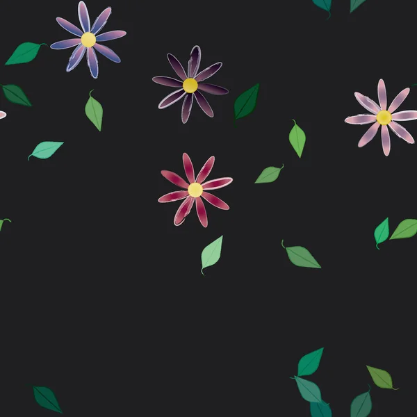 Vektor Illustration Blommor Och Blad Digital Tapet Slät Bakgrund — Stock vektor