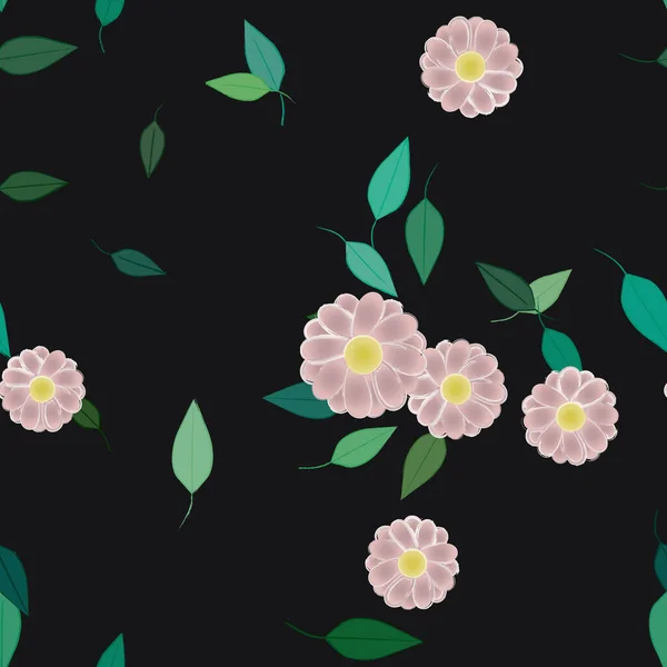 Ilustração Vetorial Flores Folhas Papel Parede Digital Sobre Fundo Liso — Vetor de Stock