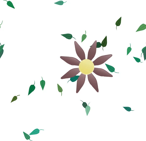 Εικονογράφηση Διάνυσμα Των Λουλουδιών Και Των Φύλλων Ψηφιακή Ταπετσαρία Απλό — Διανυσματικό Αρχείο