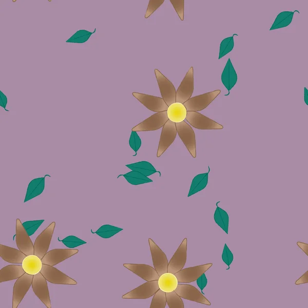 Ilustración Vectorial Flores Hojas Fondo Pantalla Digital Sobre Fondo Liso — Vector de stock