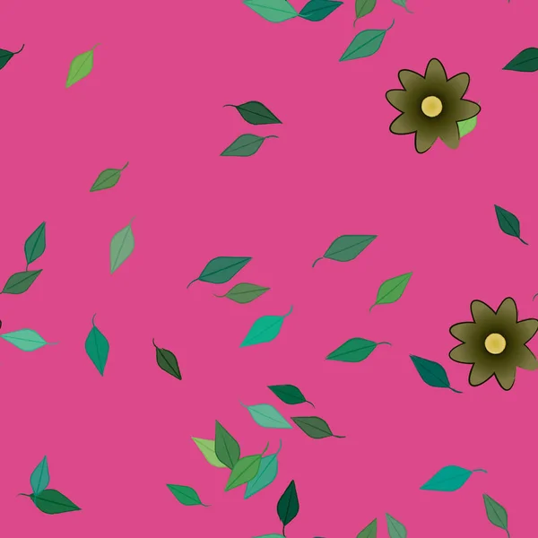 Ilustración Vectorial Flores Hojas Fondo Pantalla Digital Sobre Fondo Liso — Archivo Imágenes Vectoriales