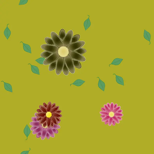 Ilustración Vectorial Flores Flor Hojas Fondo Pantalla Digital Sobre Fondo — Archivo Imágenes Vectoriales