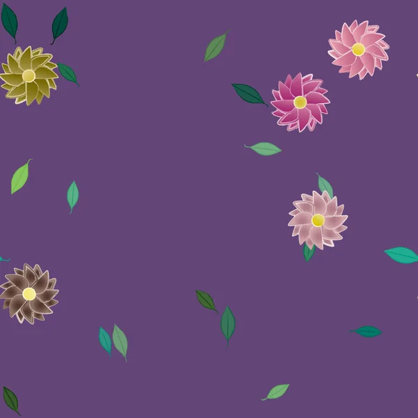 Vektorillustration Von Blumen Und Blättern Digitale Hintergrundbilder Auf Schlichtem Hintergrund — Stockvektor