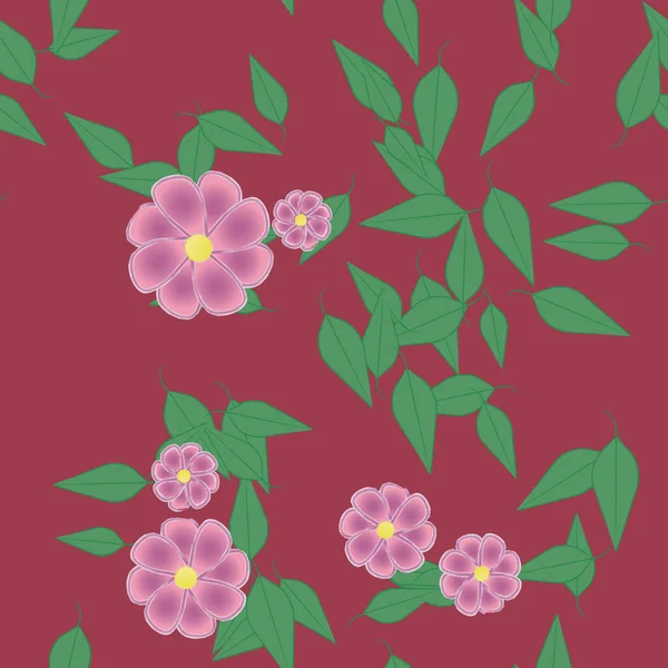 Ilustración Vectorial Flores Flor Hojas Fondo Pantalla Digital Sobre Fondo — Archivo Imágenes Vectoriales