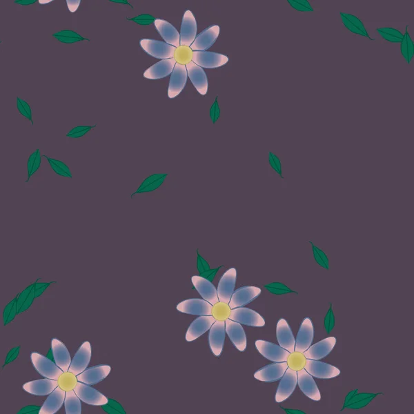 Ilustración Vectorial Flores Flotantes Flor Hojas Fondo Pantalla Digital Sobre — Vector de stock