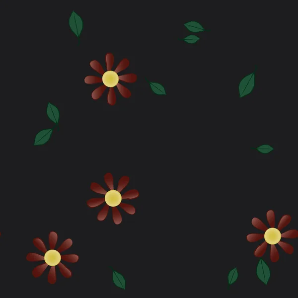 Ilustración Vectorial Flores Flotantes Flor Hojas Fondo Pantalla Digital Sobre — Vector de stock