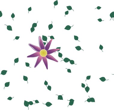 Çiçeklerin çiçek ve yapraklarla gösterimi, düz arkaplanda dijital duvar kağıdı