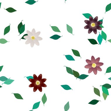 soyut çiçekler ve yapraklar, çiçekler duvar kağıtları, vektör illüstrasyonu