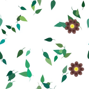 soyut çiçekler ve yapraklar, çiçekler duvar kağıtları, vektör illüstrasyonu