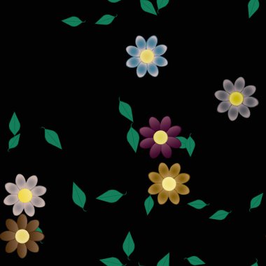 soyut çiçekler ve yapraklar, çiçekler duvar kağıtları, vektör illüstrasyonu