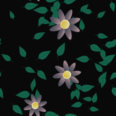 soyut çiçekler ve yapraklar, çiçekler duvar kağıtları, vektör illüstrasyonu