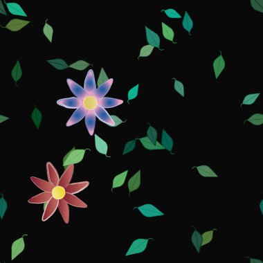 soyut çiçekler ve yapraklar, çiçekler duvar kağıtları, vektör illüstrasyonu