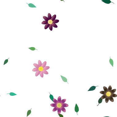 soyut çiçekler ve yapraklar, çiçekler duvar kağıtları, vektör illüstrasyonu