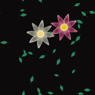 soyut çiçekler ve yapraklar, çiçekler duvar kağıtları, vektör illüstrasyonu