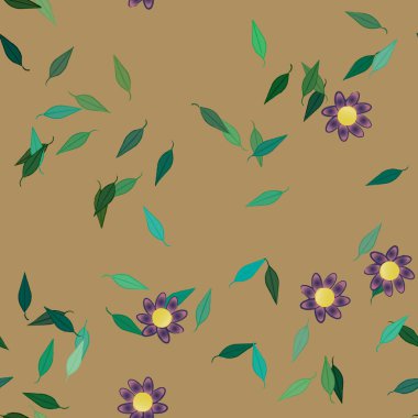 soyut çiçekler ve yapraklar, çiçekler duvar kağıtları, vektör illüstrasyonu