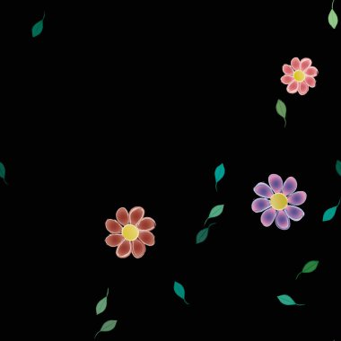 soyut çiçekler ve yapraklar, çiçekler duvar kağıtları, vektör illüstrasyonu